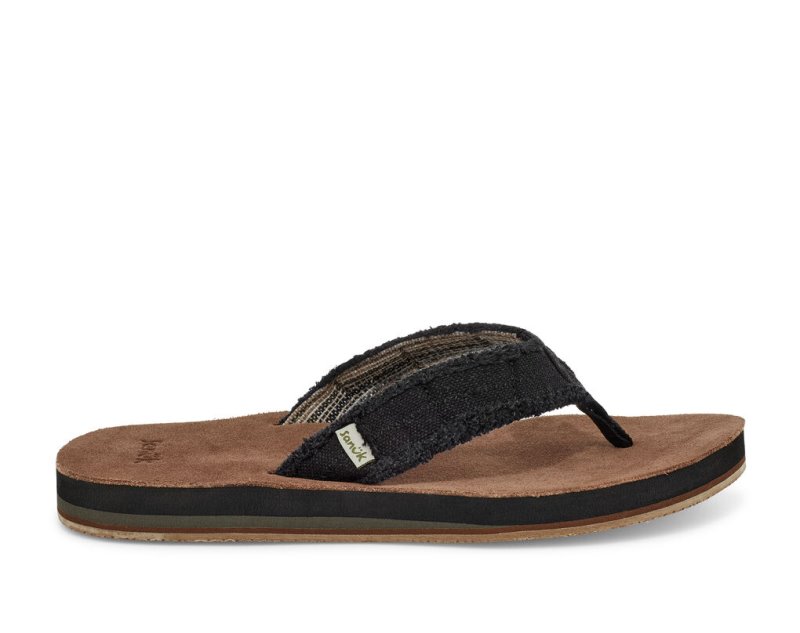 Férfi Strandpapucs - Sanuk Fraid Not Soft Top Eco-Friendly - Sanuk Fekete Cipő NDPGLH218